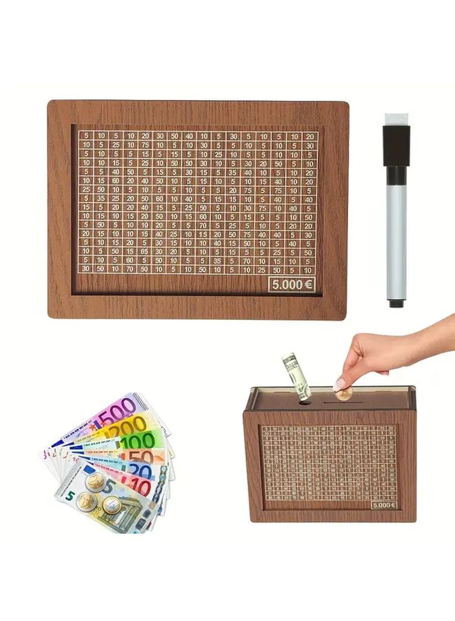 Light Brown Wood Money Bank With Coin Counter Euro Slot For 5000 Euros - Image 5