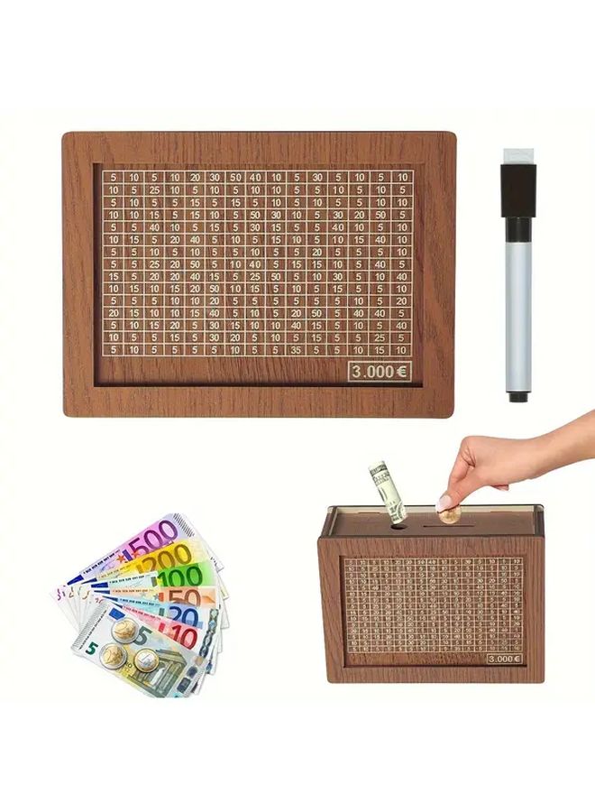 Light Brown Wood Money Bank With Coin Counter Euro Slot For 5000 Euros - Image 4