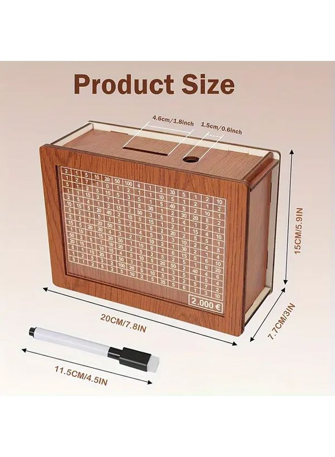 Light Brown Wood Money Bank With Coin Counter Euro Slot For 5000 Euros - Image 3