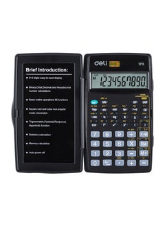 Deli Deli E1711 Scientific Calculator Black | 8+2 Digits | Solar & LR54 Batteries | 56 Functions for Students and Professionals  - Image 1