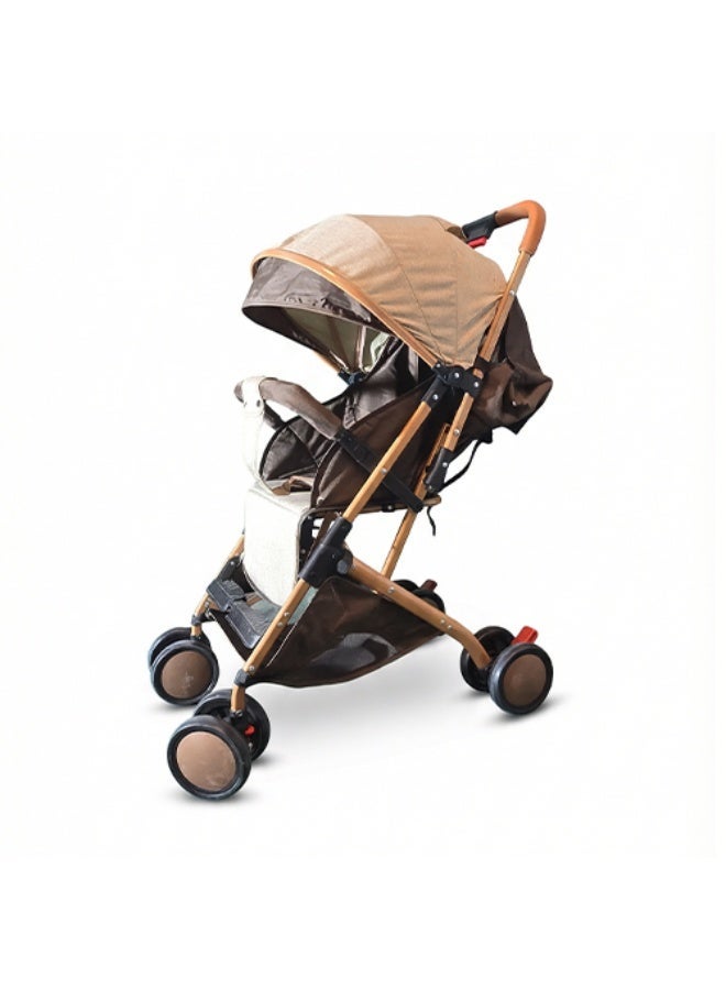 Lightweight foldable stroller with protective canopy and storage basket - Gray color 708 - Image 2