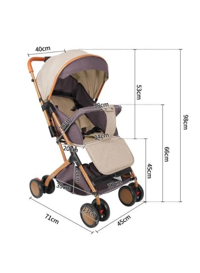 Lightweight foldable stroller with protective canopy and storage basket - Gray color 708 - Image 1