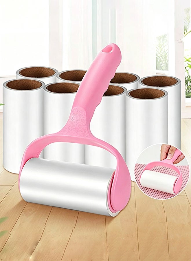 Lint Roller with 9 Refills, Manual Pet Hair Remover, Lint Remover Kit, Wax Removal Roll, Cat Hair Remover, Adhesive Lint Brush, Animal Fluff Remover Set, Multi-Surface Fur Removal Tool, Extra Sticky Rollers 540 Sheets  + 1 Handle, Portable Mini Lint Cleaning Roller Refill for Clothes, Furniture, Bed, Car, and Pet Hair, Cat Dog Fur Carpet, Dust - Image 1