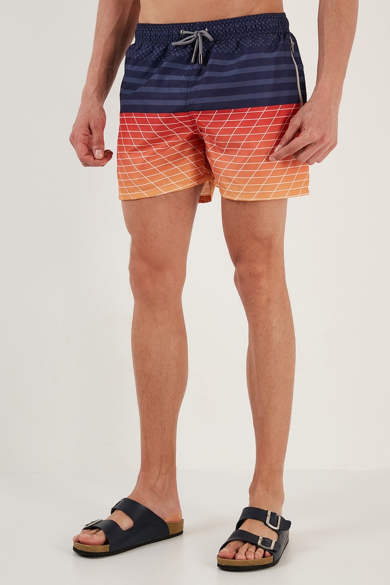 Buratti Patterned Swim Shorts with Waistband and Pockets Men's Swimsuit Short 380K917  - Image 2