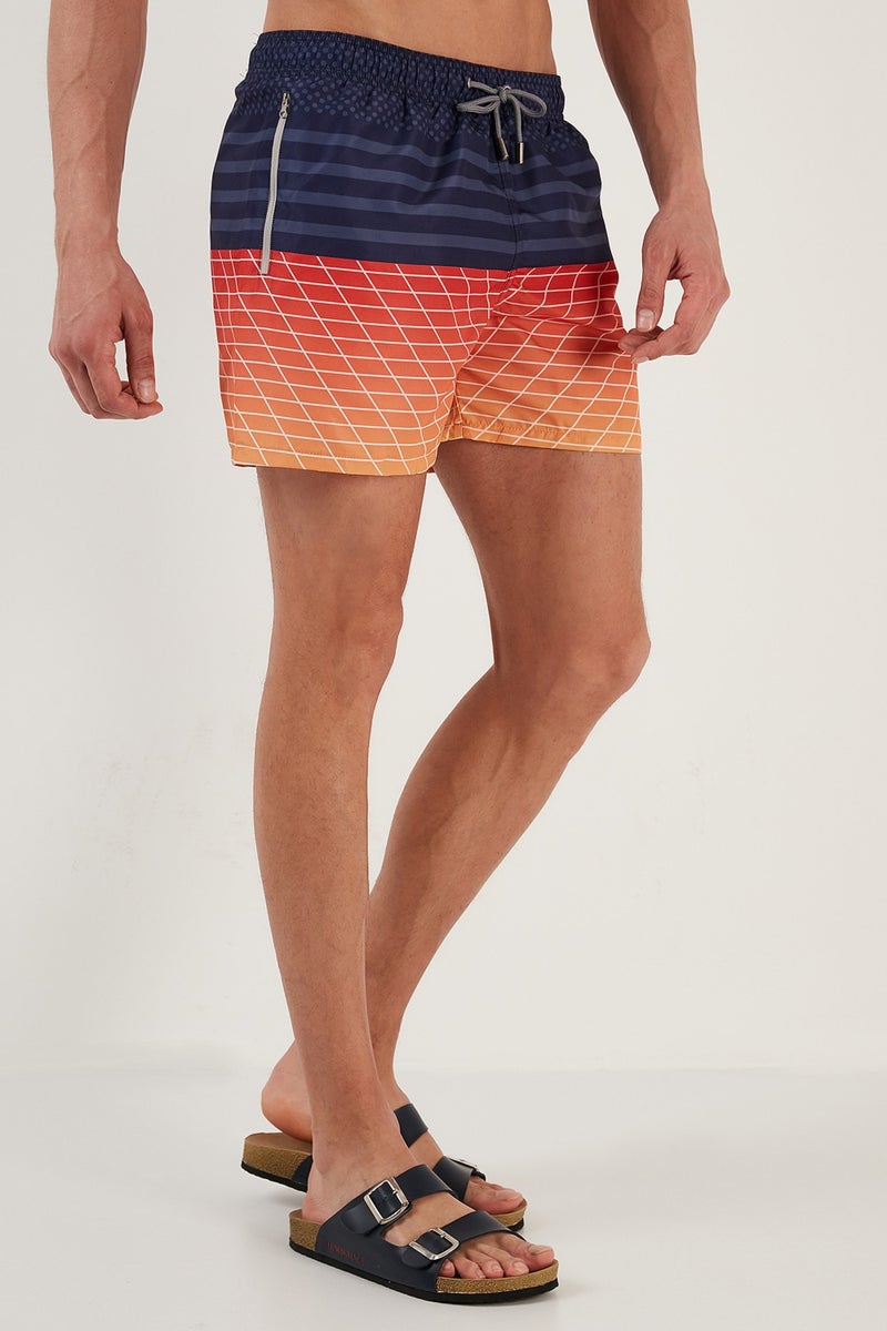 Buratti Patterned Swim Shorts with Waistband and Pockets Men's Swimsuit Short 380K917  - Image 3