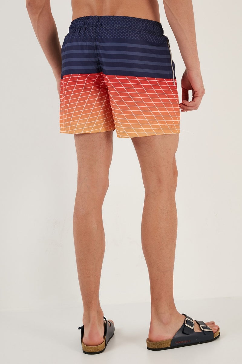 Buratti Patterned Swim Shorts with Waistband and Pockets Men's Swimsuit Short 380K917  - Image 4