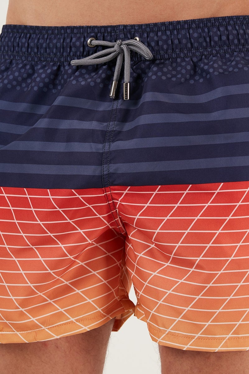 Buratti Patterned Swim Shorts with Waistband and Pockets Men's Swimsuit Short 380K917  - Image 5