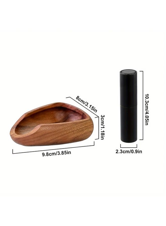 Wooden Coffee Bean Dosing Cups With Spray Bottle 2pcs Set Black Walnut - Image 3