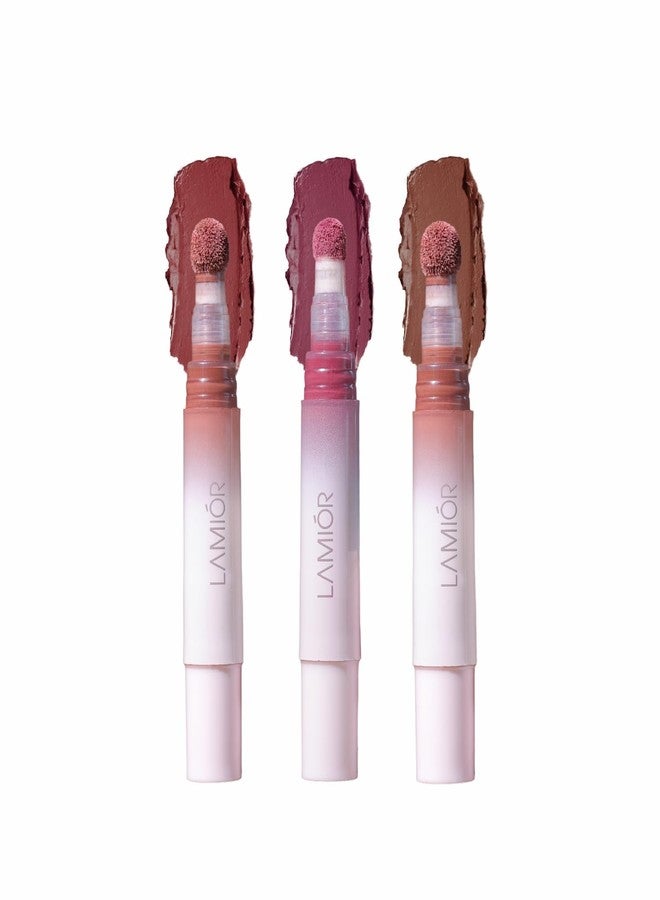 LAMIOR Blurry Fudgy Lip Tint - Combo of 3, Shade - Sunday Brunch | Ultra Velvety Matte | Transfer Proof & Hydrating Formula | Long-Lasting Lip Tint with Cushion Applicator | Vegan & Cruelty-Free - Image 1