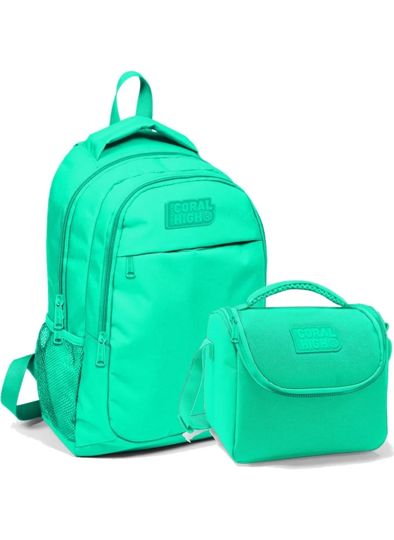 CORAL HIGH School Backpack and Lunch Bag Girl Green