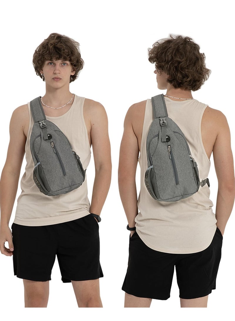 Crossbody Sling Backpack Sling Bag Travel Hiking Chest Bag Daypack for Men Women Dark Gray - Image 2