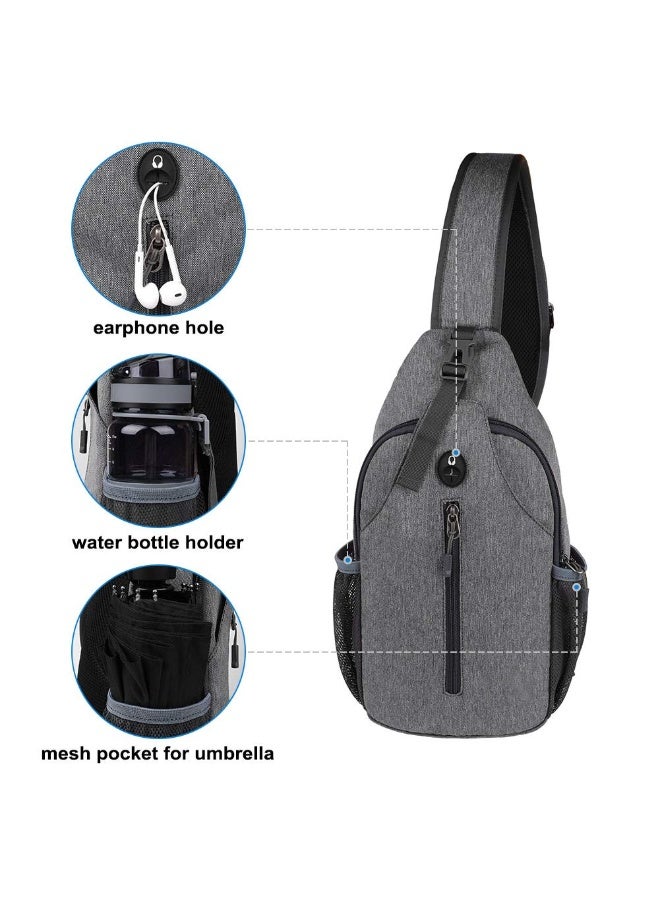 Crossbody Sling Backpack Sling Bag Travel Hiking Chest Bag Daypack for Men Women Dark Gray - Image 4