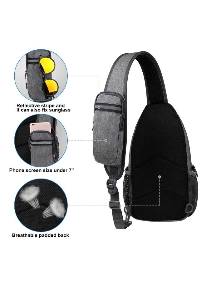 Crossbody Sling Backpack Sling Bag Travel Hiking Chest Bag Daypack for Men Women Dark Gray - Image 5