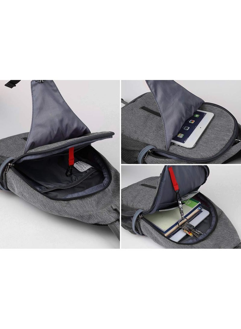 Crossbody Sling Backpack Sling Bag Travel Hiking Chest Bag Daypack for Men Women Dark Gray - Image 3