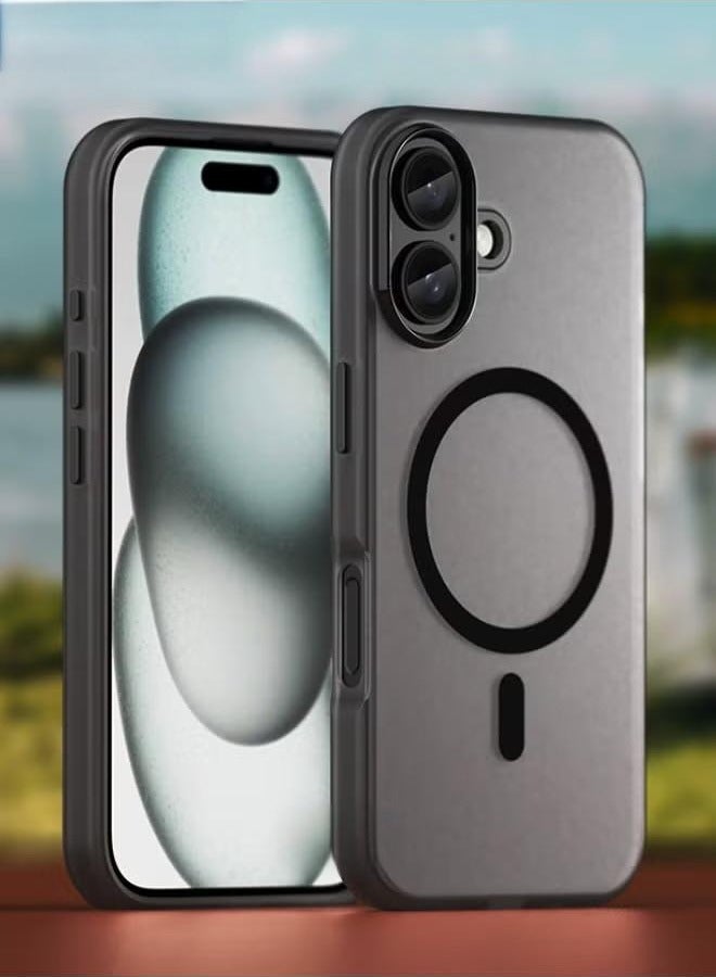 حافظة iPhone 16 ، حافظة بلوري صديقة للبشرة من iPhone 16 ، [متوافق مع Magsafe] [مضاد للصدمات مضاد للسقوط] [مضاد للانزلاق] [بدون اصفرار] حافظة صلبة رفيعة لهاتف Apple iPhone 16 ، أسود شفاف - Image 2