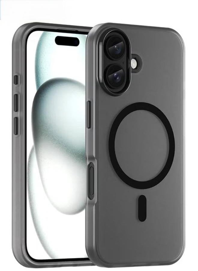 حافظة iPhone 16 ، حافظة بلوري صديقة للبشرة من iPhone 16 ، [متوافق مع Magsafe] [مضاد للصدمات مضاد للسقوط] [مضاد للانزلاق] [بدون اصفرار] حافظة صلبة رفيعة لهاتف Apple iPhone 16 ، أسود شفاف - Image 1