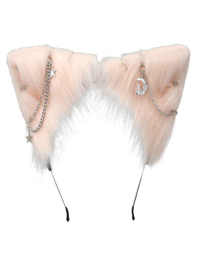 VIGVAN Cat Cosplay Ears Accessories Punk Gothic Cross Cat Ears Headbands clips (Pink Star) - Image 2