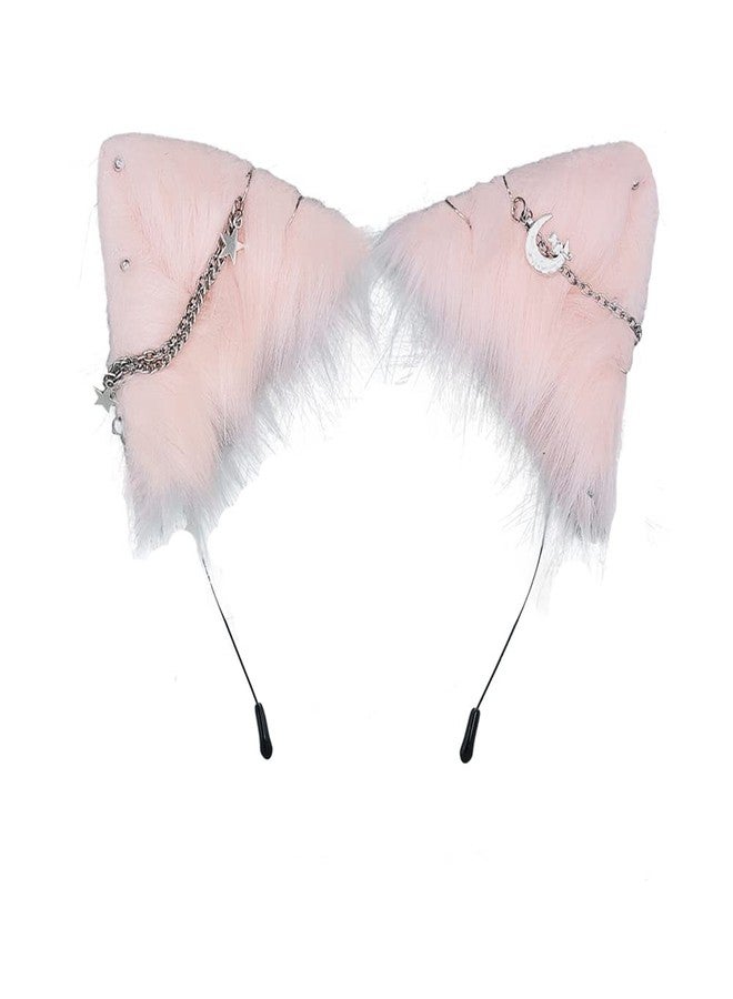 VIGVAN Cat Cosplay Ears Accessories Punk Gothic Cross Cat Ears Headbands clips (Pink Star) - Image 3