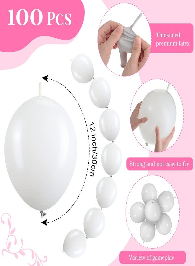Meanplan 100 Pcs Link Balloon Linking Balloon Latex Linkable Balloons Connected Wedding Party Decoration (White, 12 Inch) - Image 2