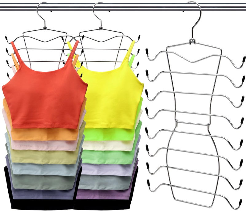 CLODSPAC CLODSPAC Closet Organizers and Storage 8 Tier Tank Top Hanger Dorm Room Essentials NonSlip Bra Hangers Space Saving Organization for Camisoles Sports Bras Strappy Dress Swimsuits Ties 3 Pack 