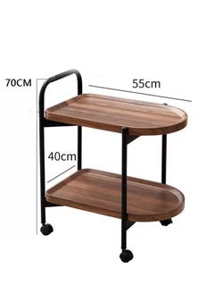 Old_Feller Multi-functional 2-layer Wheeled Nordic IKEA Style Living Room Balcony Wood Pattern Tea Side Table End Table Coffee Table 55x40x70cm  - Image 2