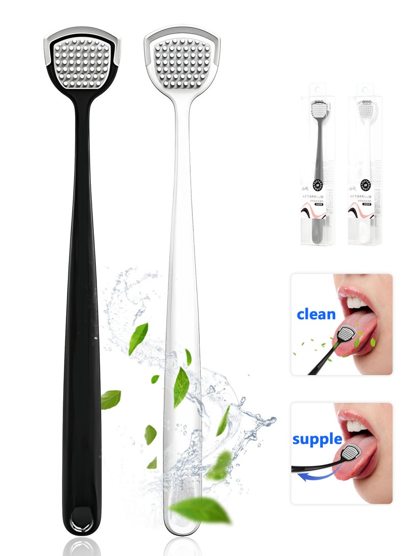Generic Tongue Cleaner Scraper Portable Reusable Tongue Scraper Tongue Cleaning for Oral Cleaning and Reducing Bad Breath 2PCS  - Image 1