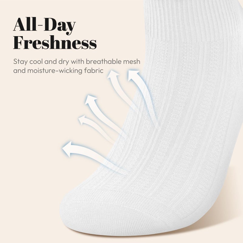 wernies Ruffle Socks Womens 6 Pairs,Cute Ankle Lettuce Edge Frilly Athletic Crew Socks 5-8.5 White - Image 4