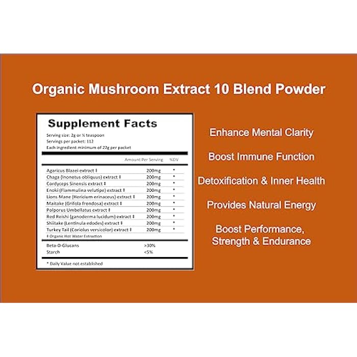 Jetsu Mushroom Extract Powder - Powerful 10 Blend, Organic Lions Mane, Cordyceps, Reishi, Shiitake, Turkey Tail Mushrooms Nootropic Brain Supplement for Energy, Calm, Focus & Immune System Booster - Image 2