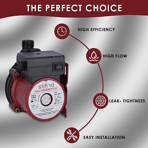 STARQ ST165-9 Inline Automatic Water Pressure Pump With Wall Mounting Bracket Suitable for Hot Water Circulation, Washing Machine, RO & Shower (RED) - Image 4