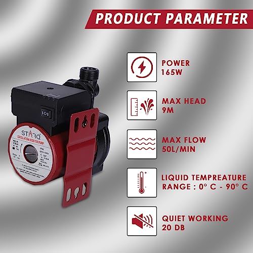 STARQ ST165-9 Inline Automatic Water Pressure Pump With Wall Mounting Bracket Suitable for Hot Water Circulation, Washing Machine, RO & Shower (RED) - Image 5