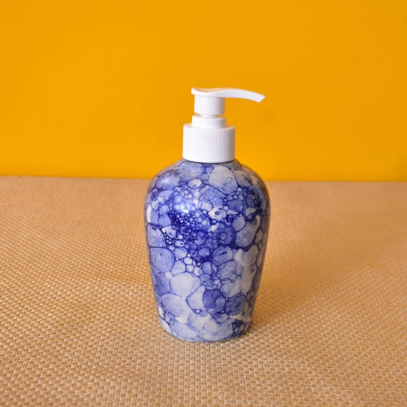 KunhaR Ceramic Bathroom Accessory Set BlueLuster Liquid Soap Dispenser Soap Tray Toothbrush Holder - Image 5
