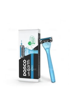 DORCO With Earth Razor With Pace 4 Pro Cartridges • Handle Made From Post Recycled Plastic • Premium Blades For Men And Women Body & Face Shaving • One Handle And 5 Cartridges 