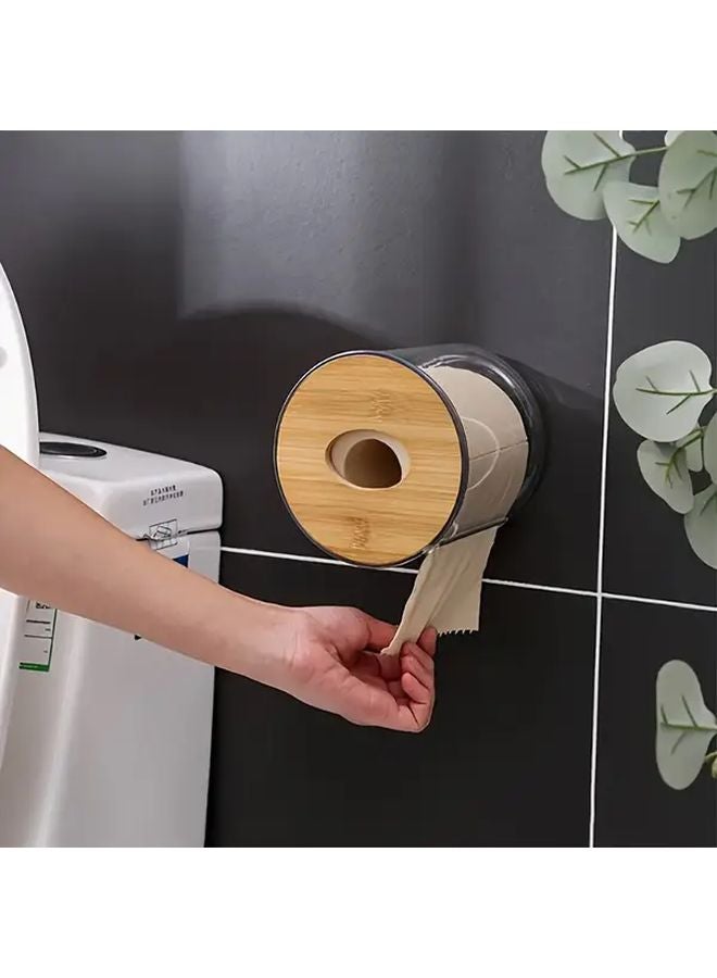 حامل علبة المناديل الدائري الحديث من البلاستيك الشفاف باللون الفضي والمينيماليست لترتيب أسطح الطاولات - Image 5