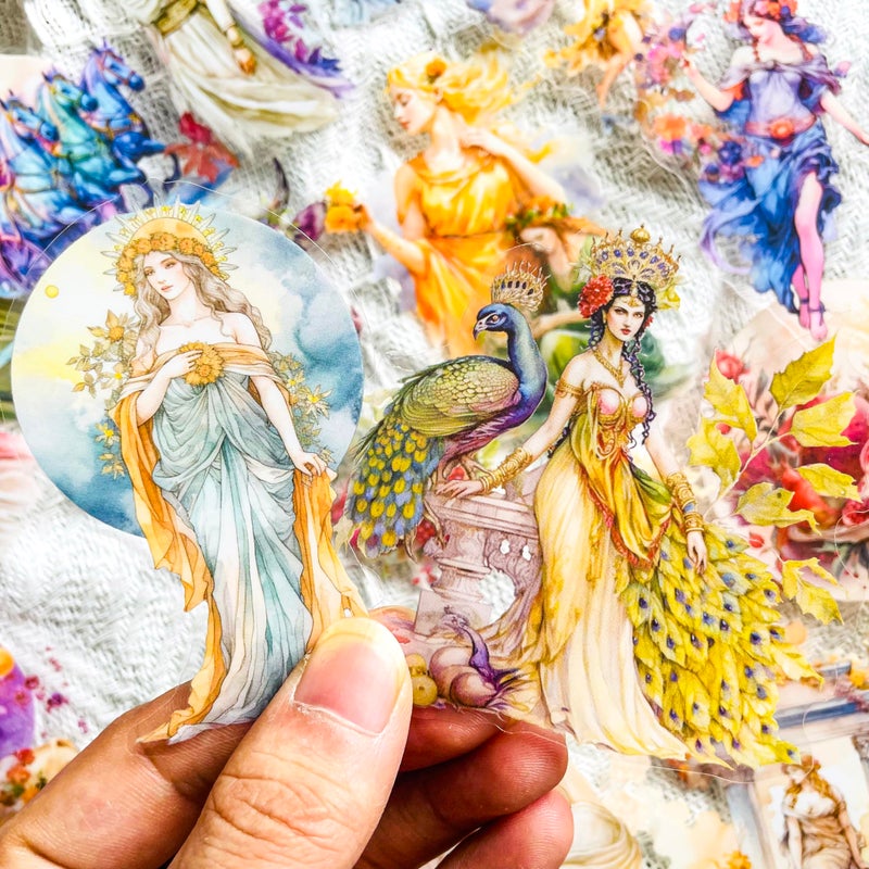 YOKSAS 90 Pcs Vintage Greek Roman Mythology Goddess Stickers, Retro Aesthetic Clear Scrapbook Stickers for Journaling, Planner, Craft, Laptop, Water Bottle Decoration - Image 4