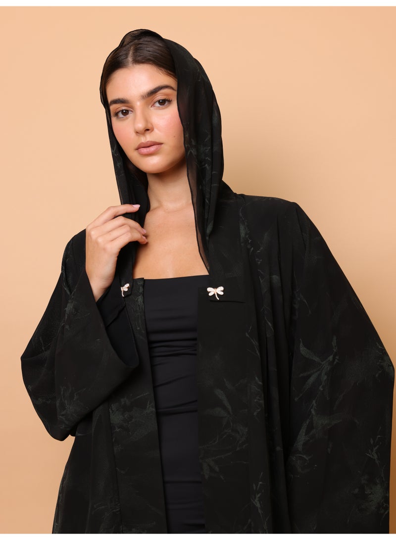 IKKXA Midnight Floral Printed Abaya - Image 3