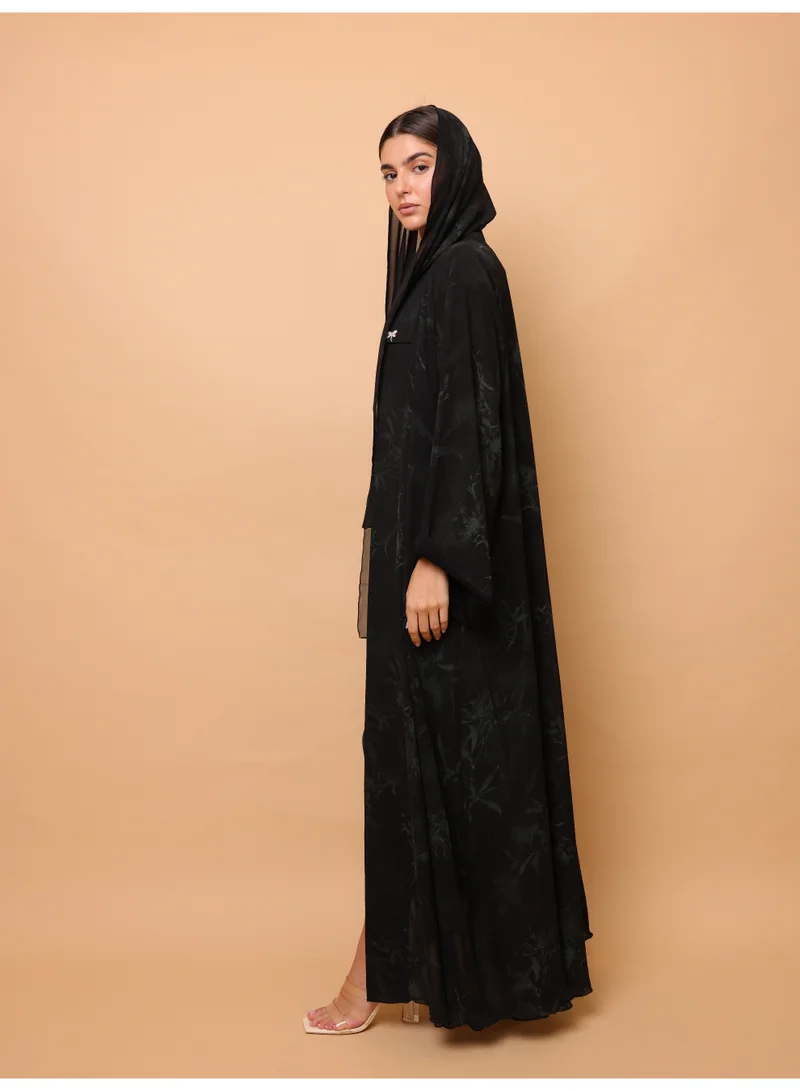 IKKXA  Midnight Floral Printed Abaya  | Best Price UAE