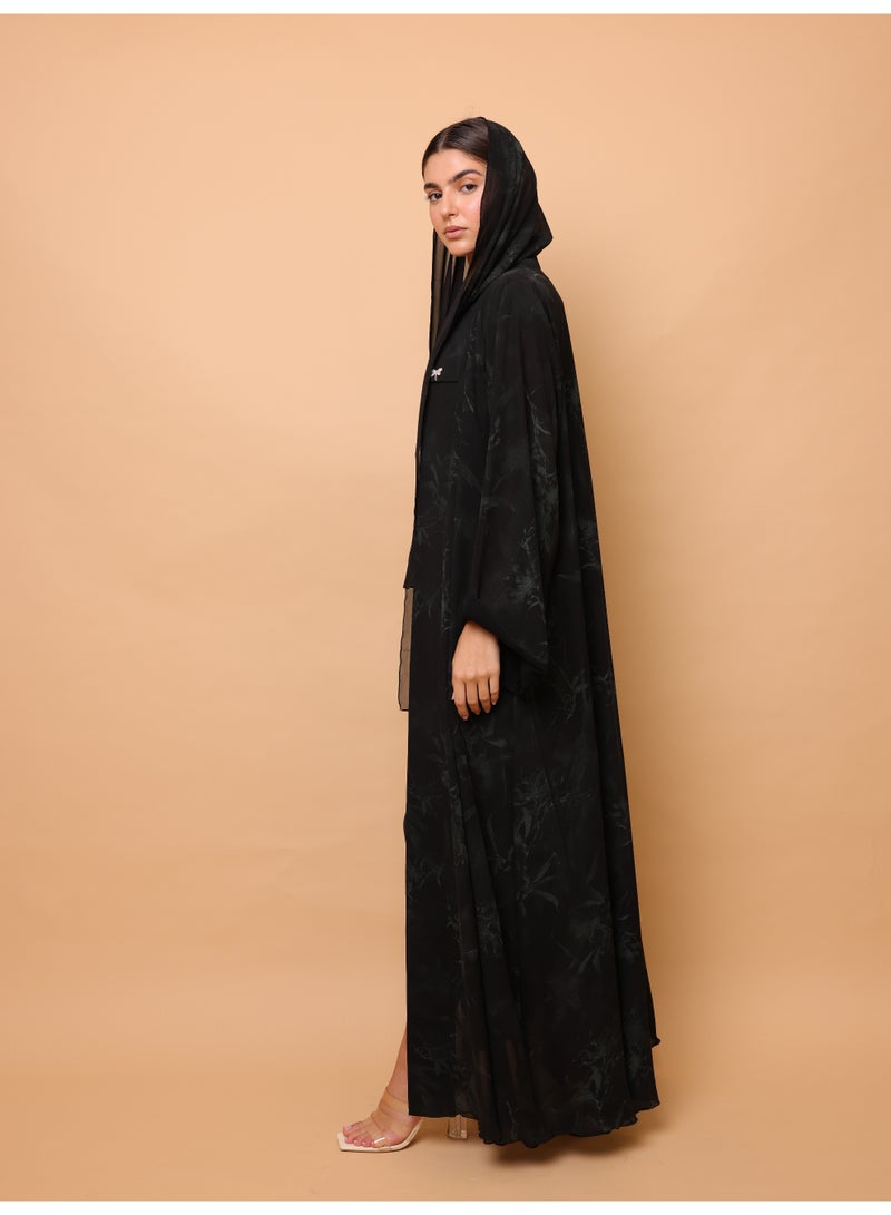 IKKXA Midnight Floral Printed Abaya - Image 5
