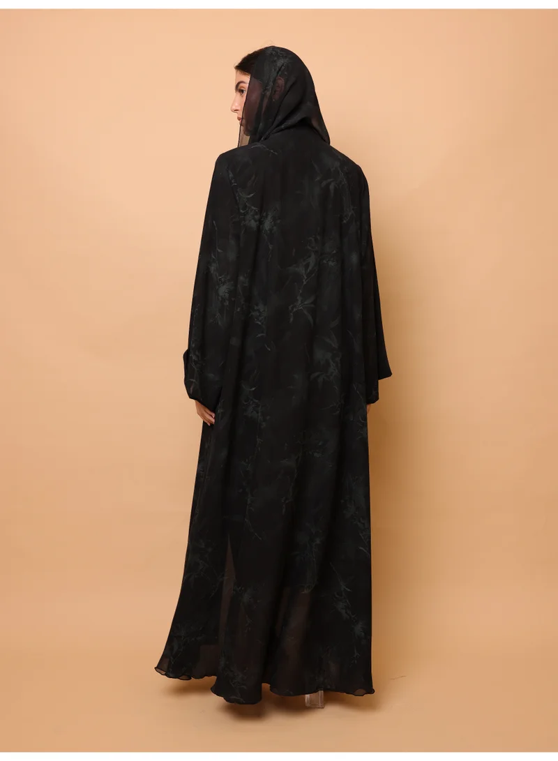 IKKXA  Midnight Floral Printed Abaya  | Best Price UAE