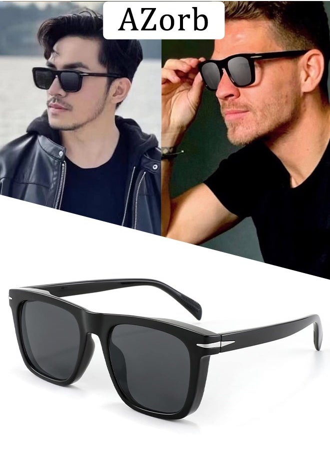 AZorb Sunglasses Men Women Square Thick Frame Sun Glassess Men's Ladies Polarized Glasses Retro Sunglass Accessories UV400 Protection Glasses Lens for Driving Travel Daily Shades Black  - Image 1