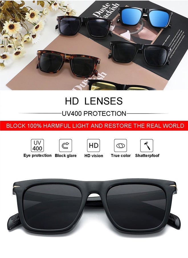 AZorb Sunglasses Men Women Square Thick Frame Sun Glassess Men's Ladies Polarized Glasses Retro Sunglass Accessories UV400 Protection Glasses Lens for Driving Travel Daily Shades Black  - Image 2