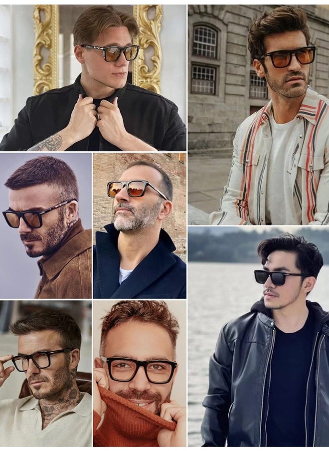 AZorb Sunglasses Men Women Square Thick Frame Sun Glassess Men's Ladies Polarized Glasses Retro Sunglass Accessories UV400 Protection Glasses Lens for Driving Travel Daily Shades Black  - Image 3