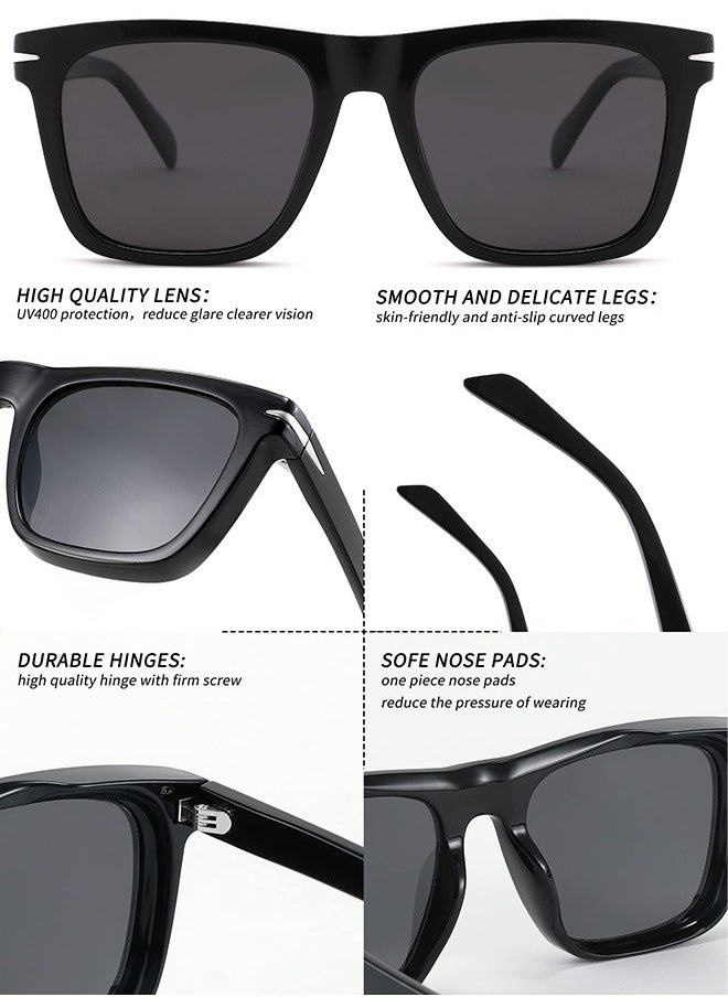 AZorb Sunglasses Men Women Square Thick Frame Sun Glassess Men's Ladies Polarized Glasses Retro Sunglass Accessories UV400 Protection Glasses Lens for Driving Travel Daily Shades Black  - Image 5