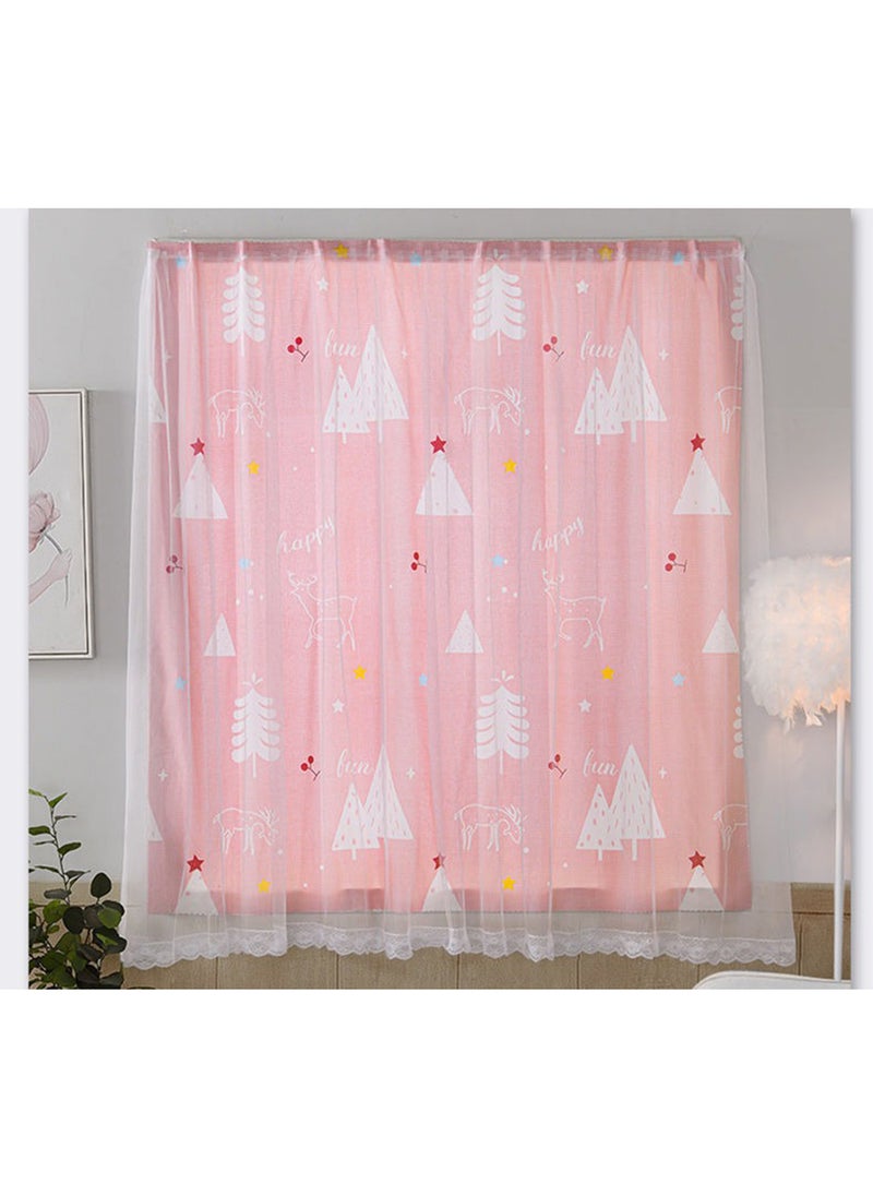 Generic - Velcro Double Layer Cartoon Pattern Blackout Curtains, 1 Panel Without Rods Window Curtains for Bedroom, Living Room (Tree Pattern, 100W x 200H cm) - Image 1