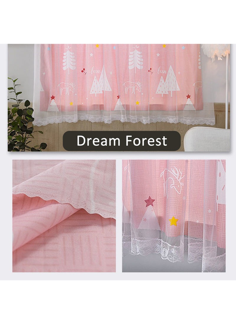 Generic - Velcro Double Layer Cartoon Pattern Blackout Curtains, 1 Panel Without Rods Window Curtains for Bedroom, Living Room (Tree Pattern, 100W x 200H cm) - Image 1