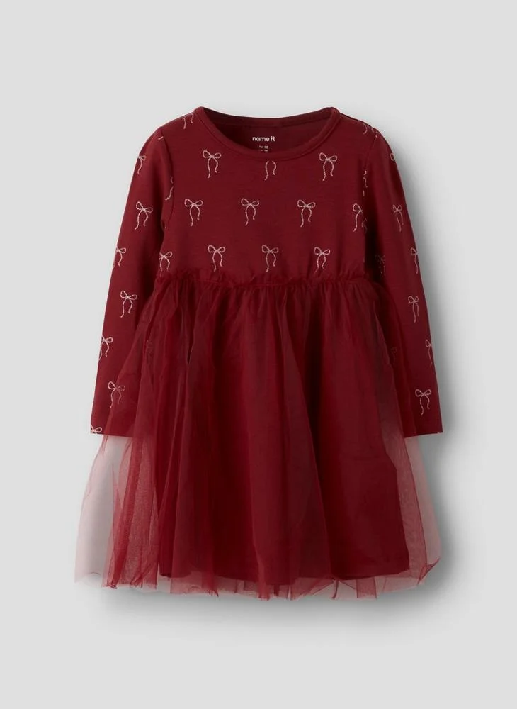 Kids Printed Long Sleeve Mini Dress