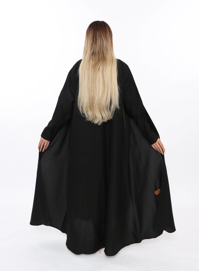 MyesuQ black abaya Embroidered Abaya With A Design That Blends Classic And Modern Embroidery - Image 4