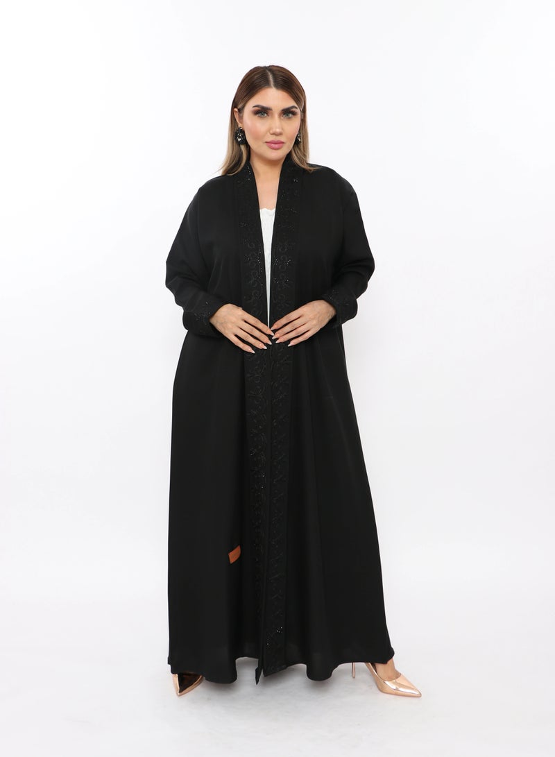 MyesuQ black abaya Embroidered Abaya With A Design That Blends Classic And Modern Embroidery - Image 2