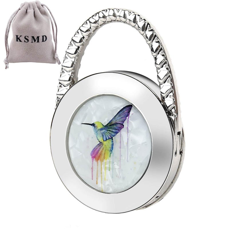 KSMD Purse Hooks for Table and Bars,Portable Purse Hanger Organizers Hooks Handbag Holder Pocketbook Holder Bag Storage for Desk Bag Hook,Foldable Folding Table Hook Hanger (Hummingbird) - Image 1