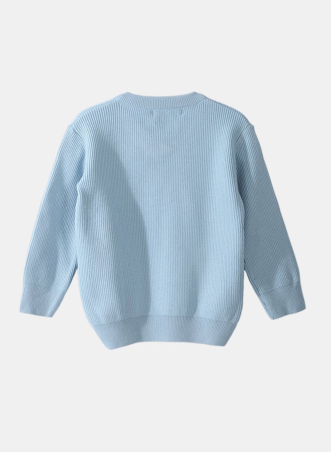 Andora V-Neck Knitted Plain Sky Blue Pullover_Sky Blue - Image 2