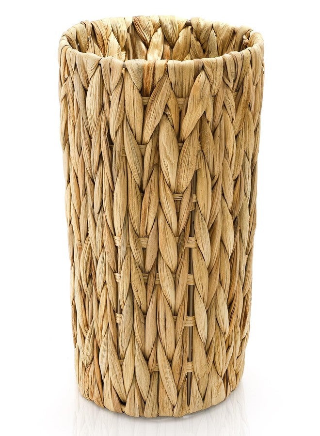 Bekith Wicker Trash Can, Small Wicker Waste Basket Trash Basket with Handwoven Water Hyacinth, Garbage Can for Bathroom, Bedroom, Kitchen, Living Room, Office - Image 1